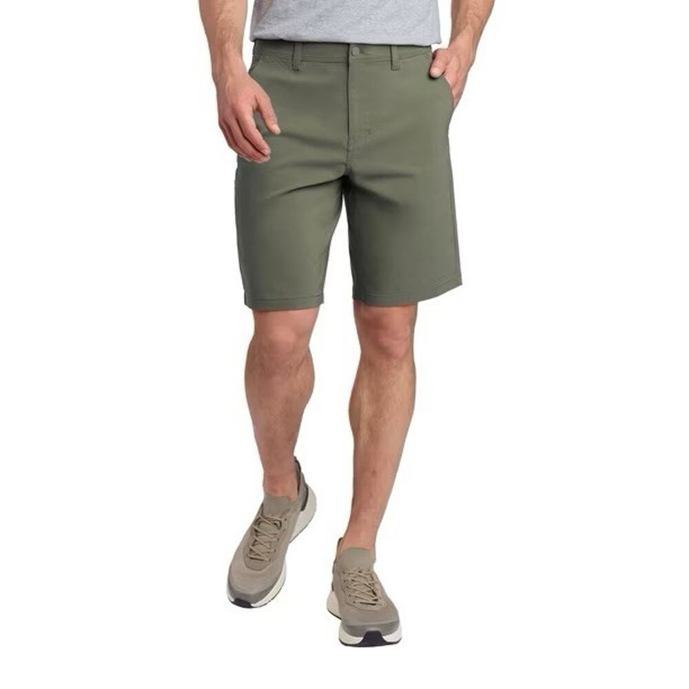 Weatherproof Men's Flex Waist Utility Ripstop Shorts Size 32 Green Zipper Pocket